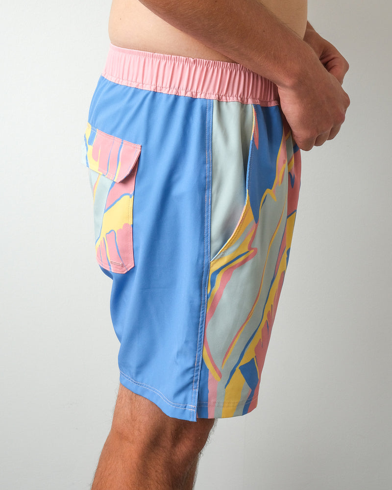 The Tropical Vintage Swim Shorts- Pink & Blue