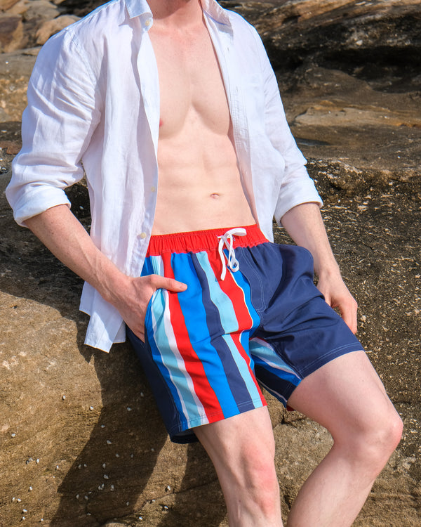 The Sunday Sailing Swim Shorts- Red, Navy & Blue