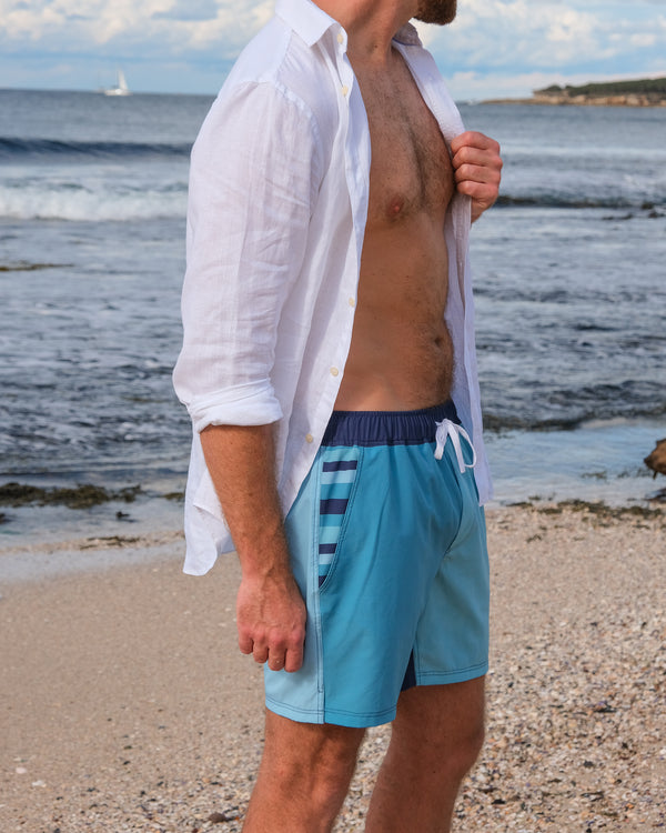 The Ultramarine Swim Shorts- Blue, Aqua & Green